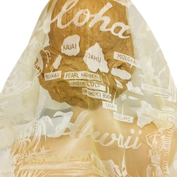 Vintage 1960s Sheer Yellow Tourist Souvenir Hawaiian Tropical Scarf Unworn NWT - Picture 2 of 5